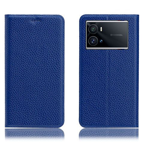 Custodia Portafoglio In Pelle Cover con Supporto H02P per Vivo iQOO 9 5G Blu