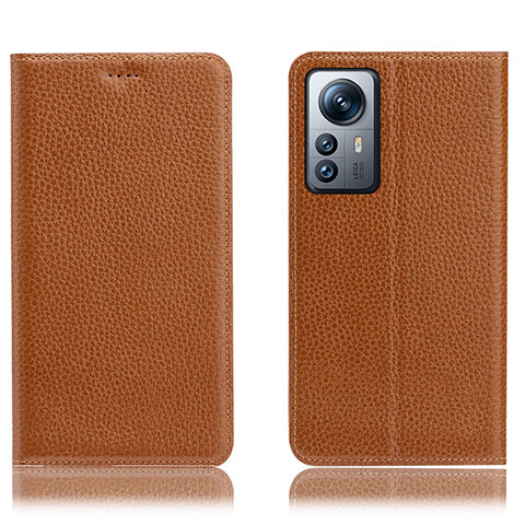 Custodia Portafoglio In Pelle Cover con Supporto H02P per Xiaomi Mi 12S Pro 5G Marrone Chiaro