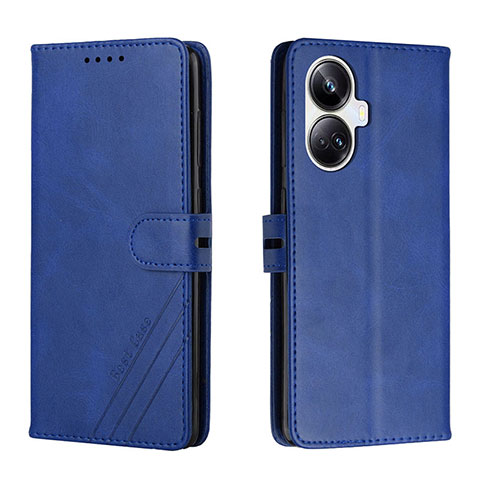 Custodia Portafoglio In Pelle Cover con Supporto H02X per Realme 10 Pro+ Plus 5G Blu