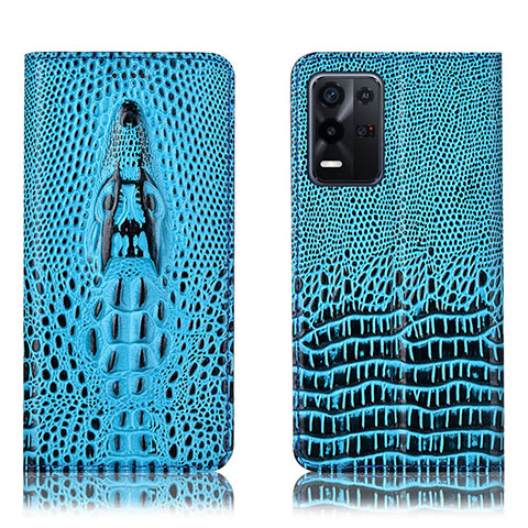 Custodia Portafoglio In Pelle Cover con Supporto H03P per Oppo K9X 5G Cielo Blu