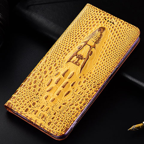 Custodia Portafoglio In Pelle Cover con Supporto H03P per Samsung Galaxy S23 5G Giallo