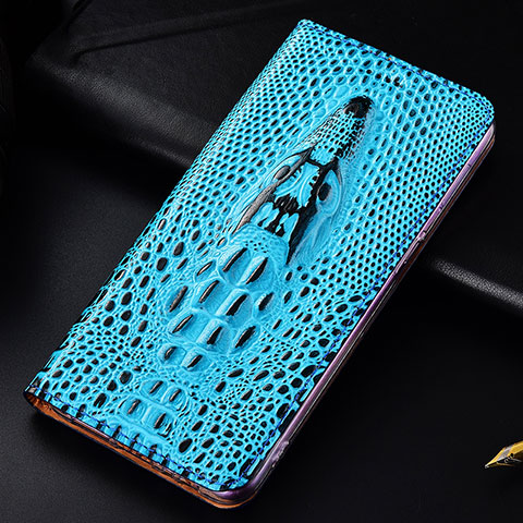 Custodia Portafoglio In Pelle Cover con Supporto H03P per Samsung Galaxy S23 Ultra 5G Cielo Blu