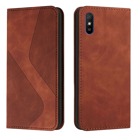 Custodia Portafoglio In Pelle Cover con Supporto H03X per Xiaomi Redmi 9A Marrone