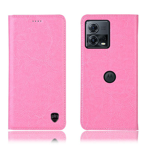 Custodia Portafoglio In Pelle Cover con Supporto H04P per Motorola Moto Edge 30 Fusion 5G Rosa