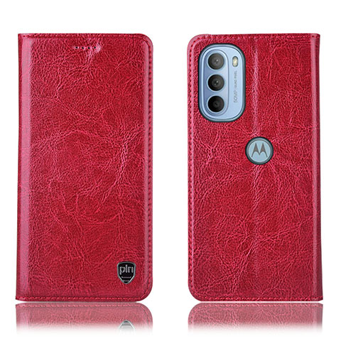 Custodia Portafoglio In Pelle Cover con Supporto H04P per Motorola Moto G31 Rosso
