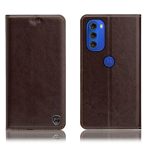 Custodia Portafoglio In Pelle Cover con Supporto H04P per Motorola Moto G51 5G Marrone