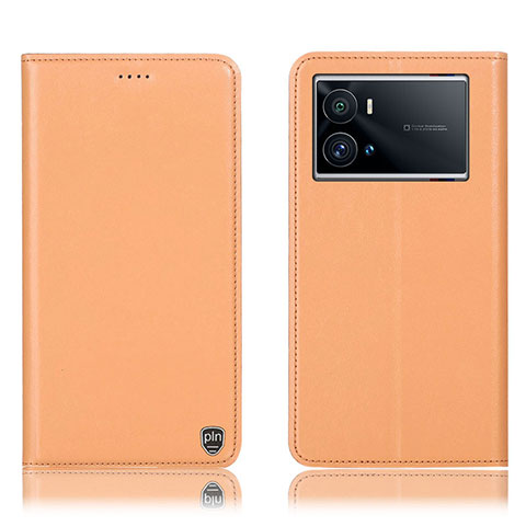 Custodia Portafoglio In Pelle Cover con Supporto H04P per Vivo iQOO 9 Pro 5G Arancione