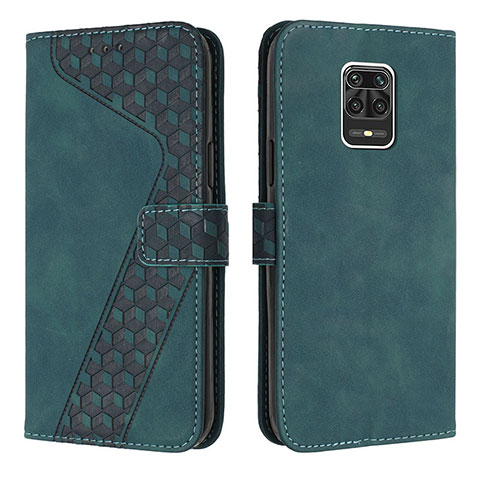 Custodia Portafoglio In Pelle Cover con Supporto H04X per Xiaomi Redmi Note 9 Pro Verde