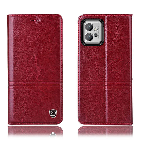 Custodia Portafoglio In Pelle Cover con Supporto H05P per Motorola Moto G32 Rosso