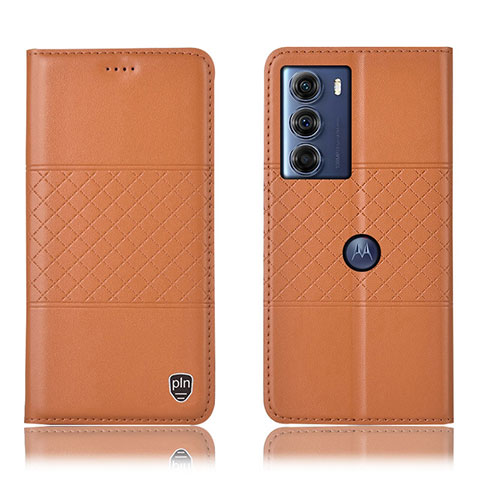 Custodia Portafoglio In Pelle Cover con Supporto H07P per Motorola Moto G200 5G Arancione