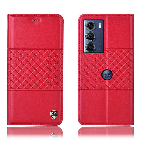 Custodia Portafoglio In Pelle Cover con Supporto H07P per Motorola Moto G200 5G Rosso