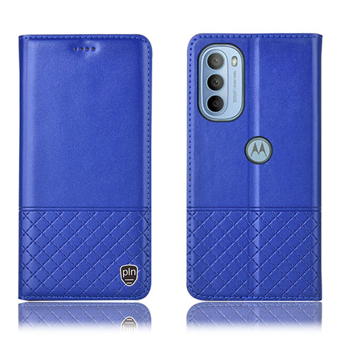 Custodia Portafoglio In Pelle Cover con Supporto H07P per Motorola Moto G31 Blu