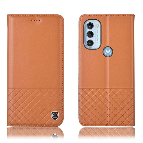 Custodia Portafoglio In Pelle Cover con Supporto H07P per Motorola Moto G71 5G Arancione