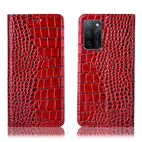 Custodia Portafoglio In Pelle Cover con Supporto H08P per Oppo A55S 5G Rosso