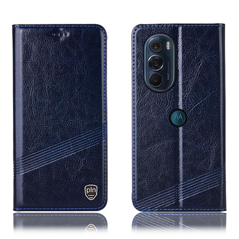 Custodia Portafoglio In Pelle Cover con Supporto H09P per Motorola Moto Edge X30 5G Blu