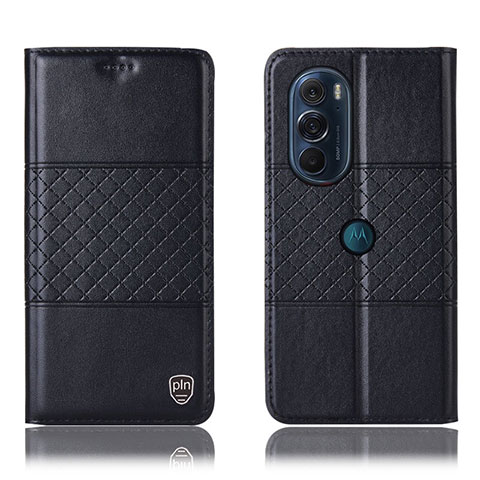 Custodia Portafoglio In Pelle Cover con Supporto H10P per Motorola Moto Edge 30 Pro 5G Nero