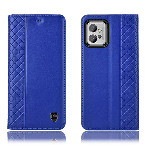 Custodia Portafoglio In Pelle Cover con Supporto H10P per Motorola Moto G32 Blu