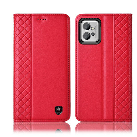Custodia Portafoglio In Pelle Cover con Supporto H10P per Motorola Moto G32 Rosso