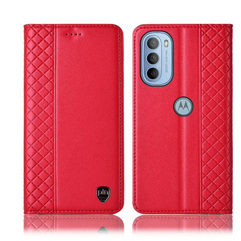 Custodia Portafoglio In Pelle Cover con Supporto H10P per Motorola Moto G41 Rosso