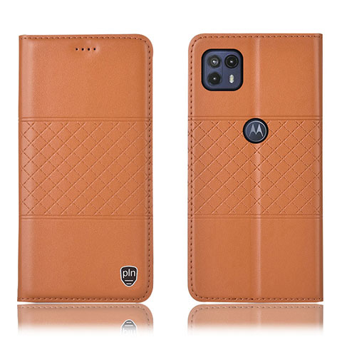 Custodia Portafoglio In Pelle Cover con Supporto H10P per Motorola Moto G50 5G Arancione