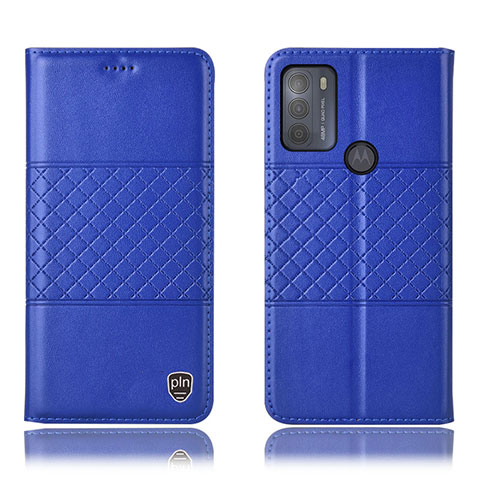 Custodia Portafoglio In Pelle Cover con Supporto H10P per Motorola Moto G50 Blu