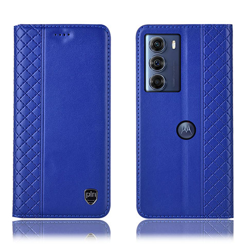 Custodia Portafoglio In Pelle Cover con Supporto H11P per Motorola Moto Edge S30 5G Blu