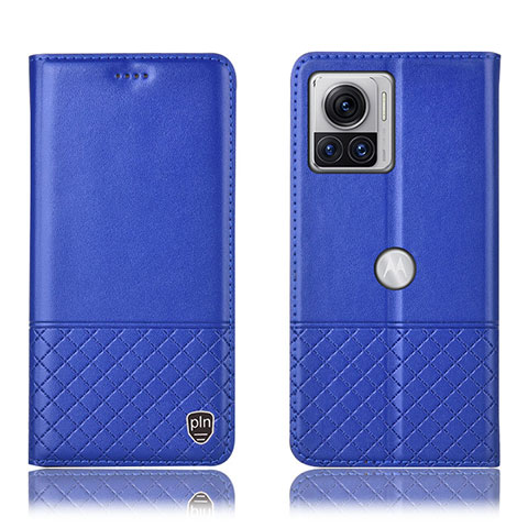 Custodia Portafoglio In Pelle Cover con Supporto H11P per Motorola Moto Edge X30 Pro 5G Blu