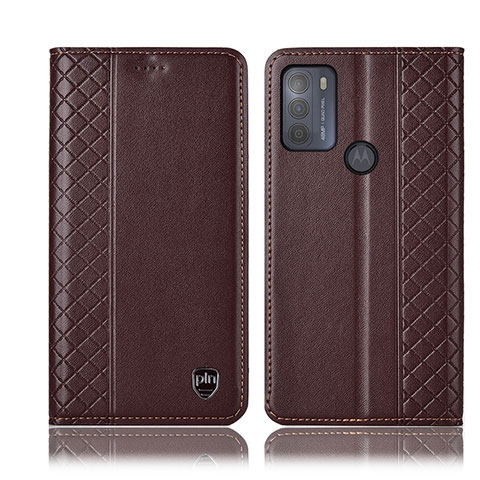 Custodia Portafoglio In Pelle Cover con Supporto H11P per Motorola Moto G50 Marrone