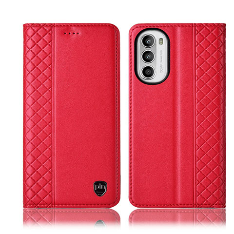 Custodia Portafoglio In Pelle Cover con Supporto H11P per Motorola Moto G82 5G Rosso