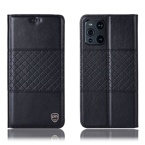 Custodia Portafoglio In Pelle Cover con Supporto H11P per Oppo Find X3 Pro 5G Nero