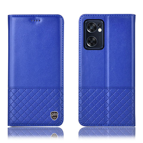 Custodia Portafoglio In Pelle Cover con Supporto H11P per Oppo Reno7 SE 5G Blu