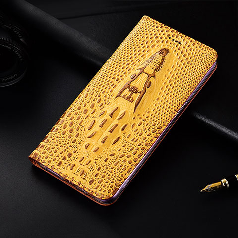 Custodia Portafoglio In Pelle Cover con Supporto H15 per Apple iPhone 14 Pro Giallo