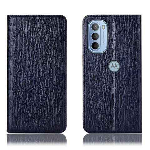 Custodia Portafoglio In Pelle Cover con Supporto H15P per Motorola Moto G31 Blu