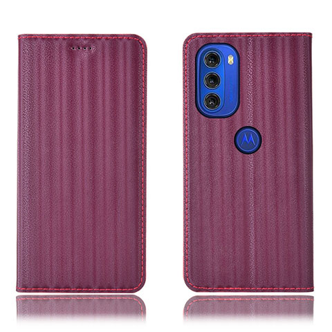 Custodia Portafoglio In Pelle Cover con Supporto H15P per Motorola Moto G51 5G Viola