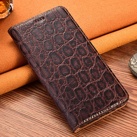 Custodia Portafoglio In Pelle Cover con Supporto H16P per Xiaomi Redmi Note 9 Pro Max Marrone