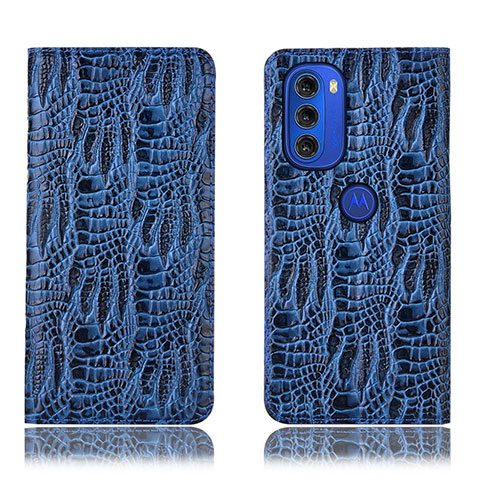 Custodia Portafoglio In Pelle Cover con Supporto H17P per Motorola Moto G51 5G Blu