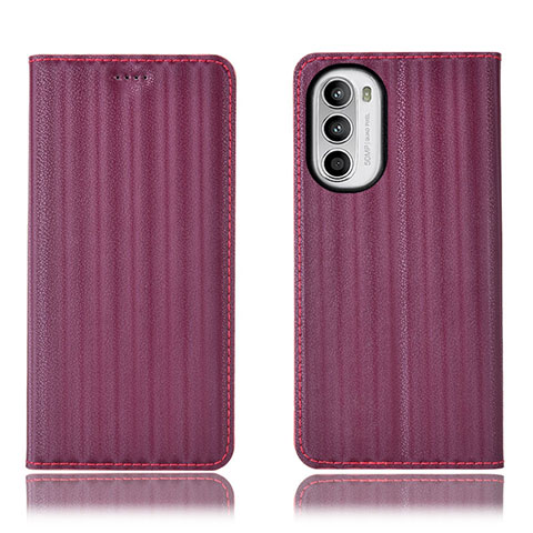 Custodia Portafoglio In Pelle Cover con Supporto H18P per Motorola Moto G71s 5G Rosso Rosa