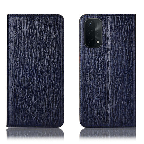 Custodia Portafoglio In Pelle Cover con Supporto H18P per Oppo A74 5G Blu