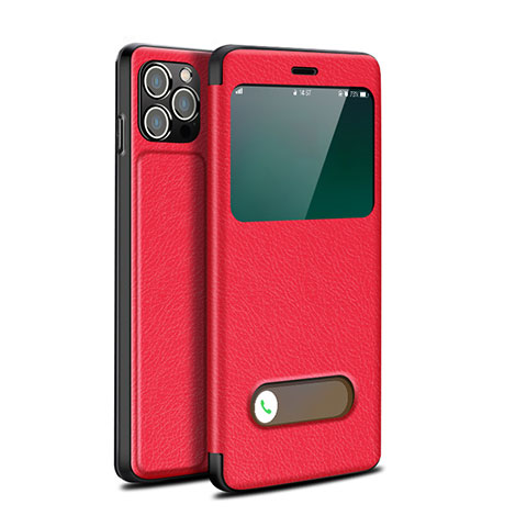 Custodia Portafoglio In Pelle Cover con Supporto H19 per Apple iPhone 14 Pro Rosso