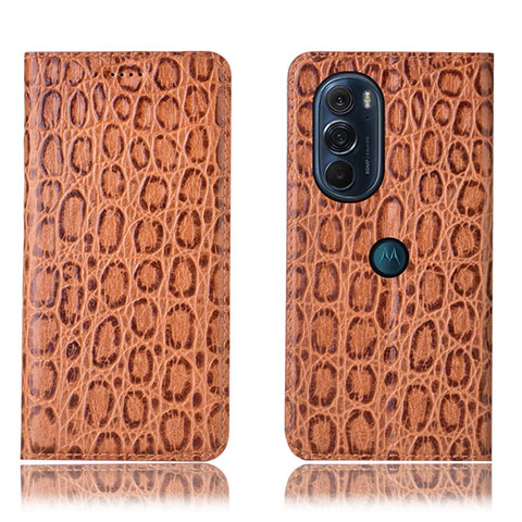 Custodia Portafoglio In Pelle Cover con Supporto H19P per Motorola Moto Edge X30 5G Marrone Chiaro