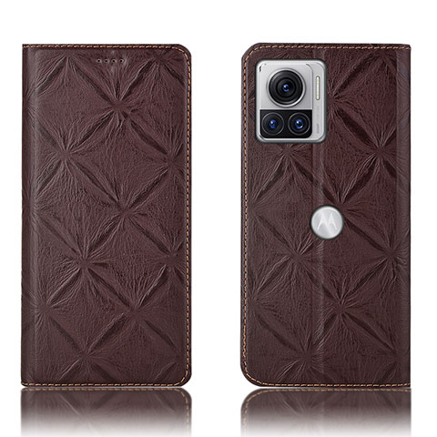 Custodia Portafoglio In Pelle Cover con Supporto H19P per Motorola Moto Edge X30 Pro 5G Marrone