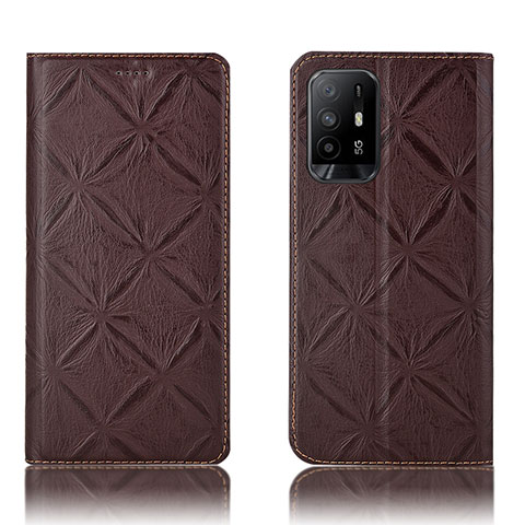 Custodia Portafoglio In Pelle Cover con Supporto H19P per Oppo A94 5G Marrone