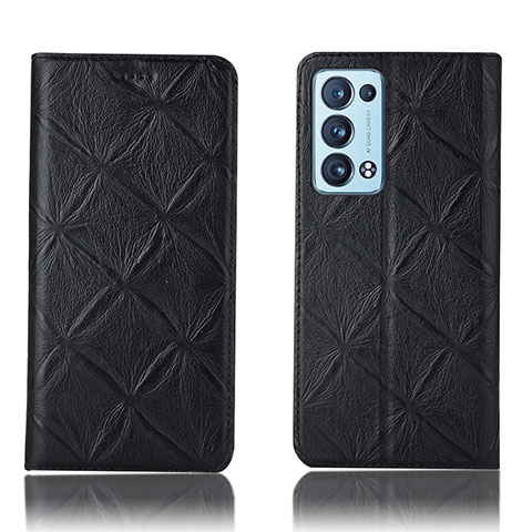 Custodia Portafoglio In Pelle Cover con Supporto H19P per Oppo Reno6 Pro 5G Nero