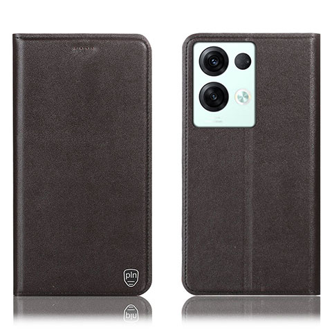 Custodia Portafoglio In Pelle Cover con Supporto H21P per Oppo Reno8 Pro 5G Marrone