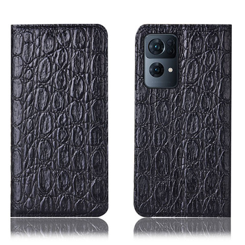 Custodia Portafoglio In Pelle Cover con Supporto H22P per Oppo Reno7 Pro 5G Nero