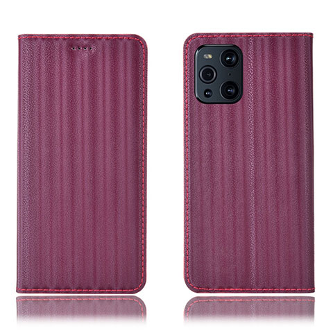 Custodia Portafoglio In Pelle Cover con Supporto H23P per Oppo Find X3 5G Rosso Rosa