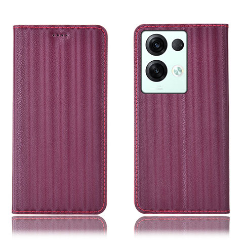 Custodia Portafoglio In Pelle Cover con Supporto H23P per Oppo Reno8 Pro 5G Rosso Rosa