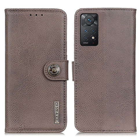 Custodia Portafoglio In Pelle Cover con Supporto K02Z per Xiaomi Redmi Note 11 Pro 4G Grigio
