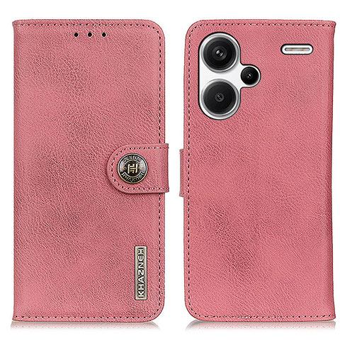 Custodia Portafoglio In Pelle Cover con Supporto K02Z per Xiaomi Redmi Note 13 Pro+ Plus 5G Rosa