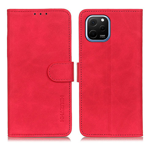 Custodia Portafoglio In Pelle Cover con Supporto K03Z per Huawei Enjoy 50z Rosso